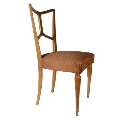 Wood and Fabric Dining Chairs, Italy, 1950s, Set of 4-RAQ-1360586