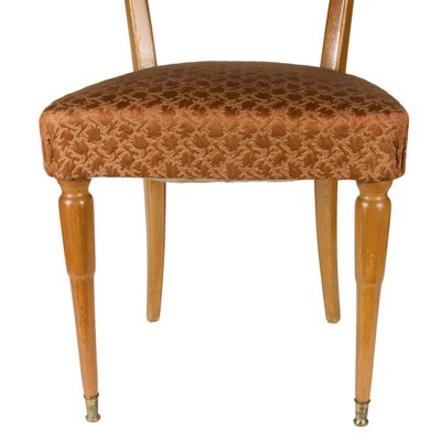 Wood and Fabric Dining Chairs, Italy, 1950s, Set of 4-RAQ-1360586