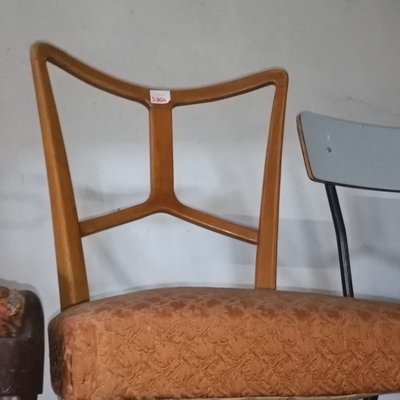 Wood and Fabric Dining Chairs, Italy, 1950s, Set of 4-RAQ-1360586