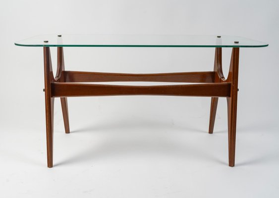 Wood and Glass Coffee Table, 1970s-WFS-2032813