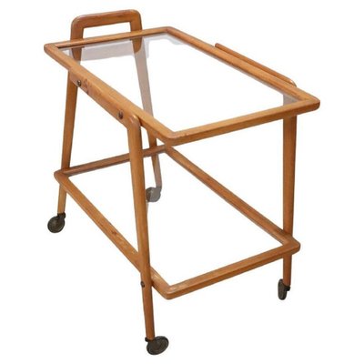 Wood and Glass Drinks Trolley or Bar Cart, 1950s-DCO-1722542