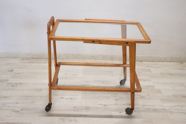 Wood and Glass Drinks Trolley or Bar Cart, 1950s-DCO-1722542