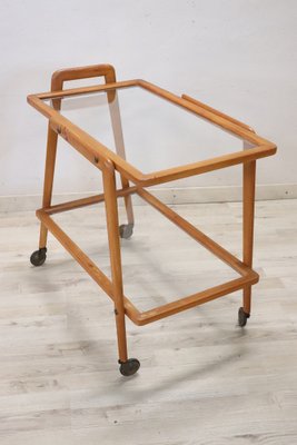 Wood and Glass Drinks Trolley or Bar Cart, 1950s-DCO-1722542