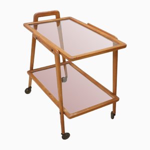 Wood and Glass Drinks Trolley or Bar Cart, 1950s-DCO-1722542