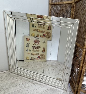 Wood and Glass Square Mirror from Deknudt, 1970s-WZZ-1338435