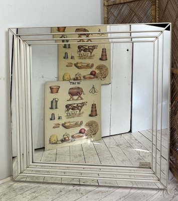 Wood and Glass Square Mirror from Deknudt, 1970s-WZZ-1338435