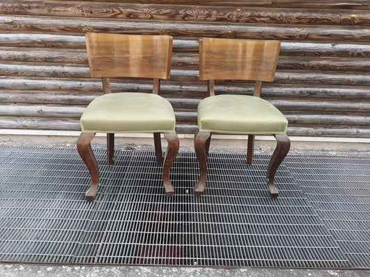 Wood and Green Fabric Amchairs, 1940, Set of 2-RAQ-1389089