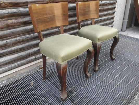 Wood and Green Fabric Amchairs, 1940, Set of 2-RAQ-1389089