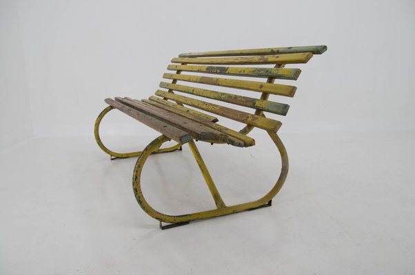 Wood and Iron Bench, 1930s-TZ-1388030