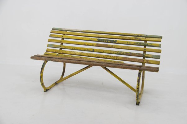 Wood and Iron Bench, 1930s-TZ-1388030