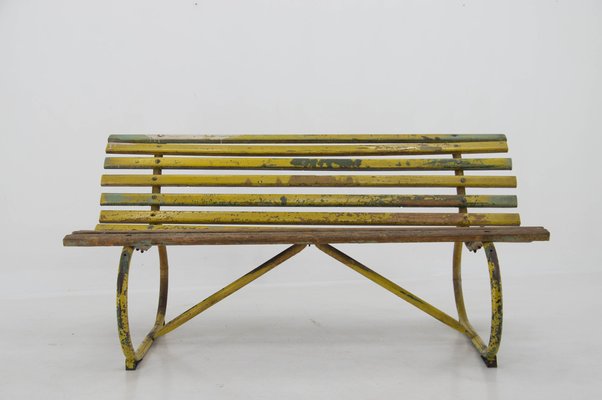 Wood and Iron Bench, 1930s-TZ-1388030