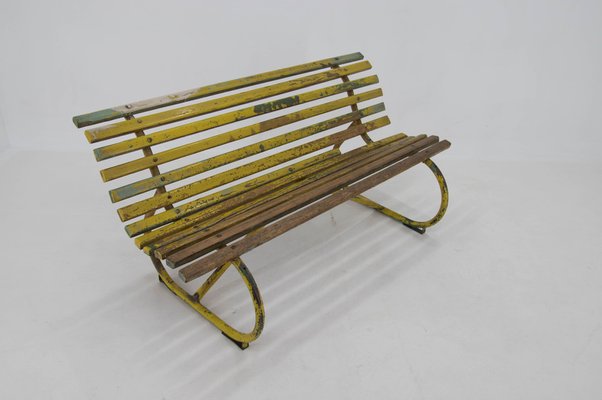 Wood and Iron Bench, 1930s-TZ-1388030