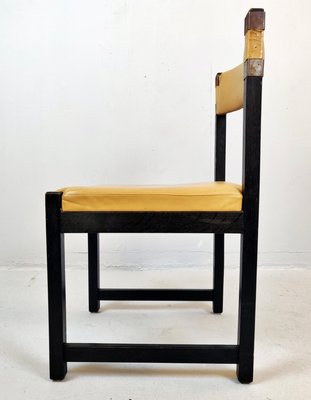 Wood and Leather Chairs, 1970s, Set of 6-FGA-923343