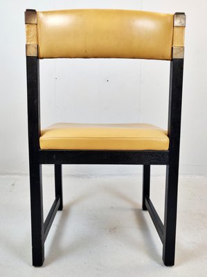 Wood and Leather Chairs, 1970s, Set of 6-FGA-923343