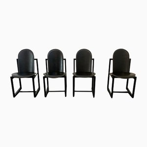 Wood and Leather Chairs by Annig Sarian for Tisettanta, Set of 4-IJR-1142561