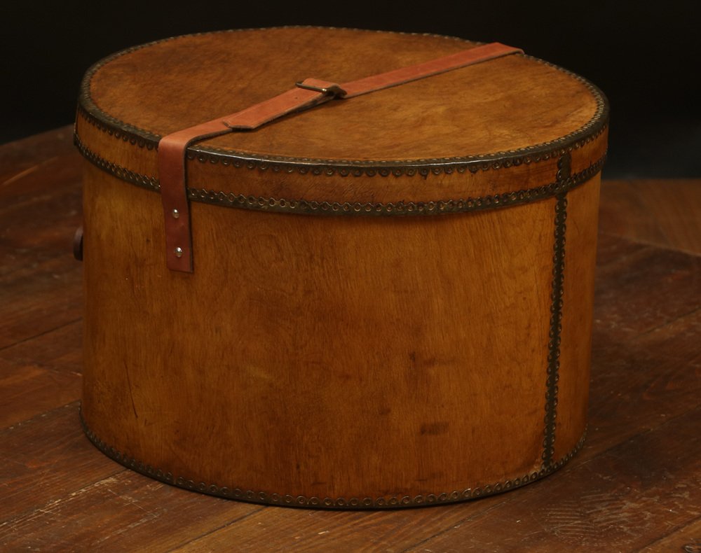 Wood and Leather Hat Trunk