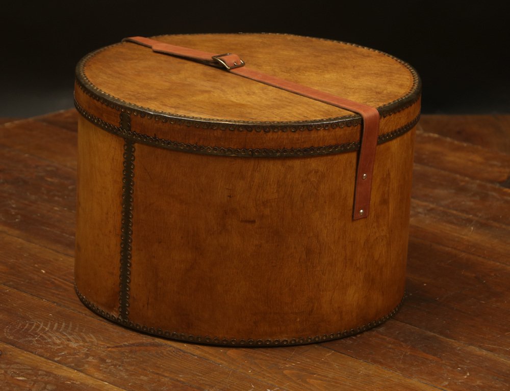 Wood and Leather Hat Trunk