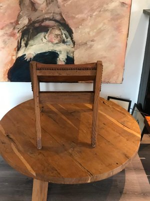 Wood and Leather Stool, Netherlands, 1930s-DVX-1186348