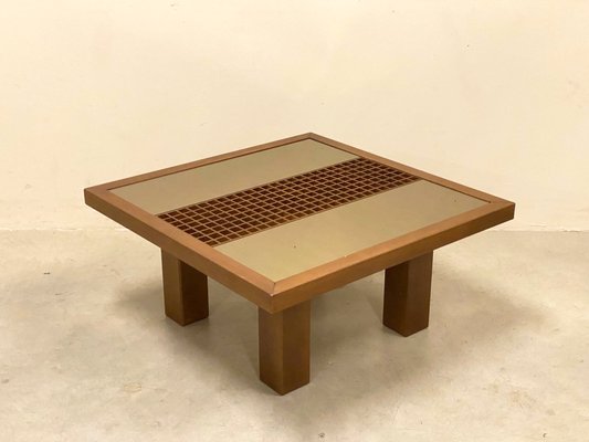 Wood and Mirror Coffee Table, 1980s-NPC-1180547