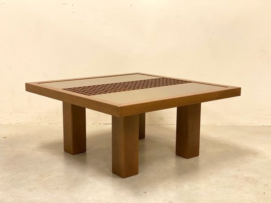 Wood and Mirror Coffee Table, 1980s-NPC-1180547