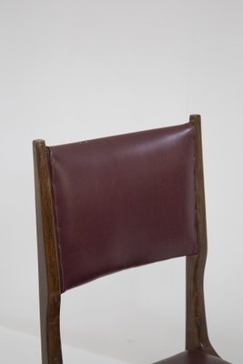 Wood and Red Leather Chairs attributed to Carlo De Carli, 1950s, Set of 6-RCE-1399052