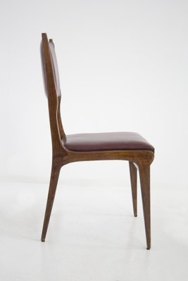 Wood and Red Leather Chairs attributed to Carlo De Carli, 1950s, Set of 6-RCE-1399052