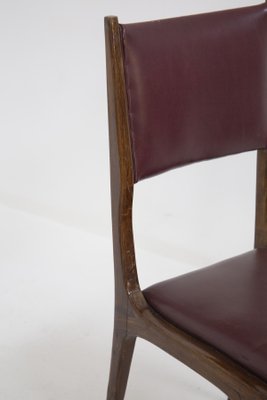 Wood and Red Leather Chairs attributed to Carlo De Carli, 1950s, Set of 6-RCE-1399052