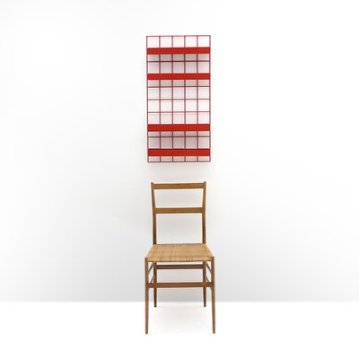 Wood and Red Portarobe Bookcase by Piero Polato for Robots, 1970s-EZ-1263590