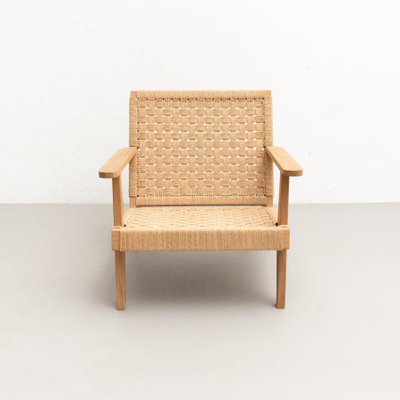 Wood and Rope Easy Armchair After Clara Porset-WM-1192917