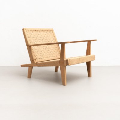 Wood and Rope Easy Armchair After Clara Porset-WM-1192917