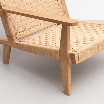 Wood and Rope Easy Armchair After Clara Porset-WM-1192917