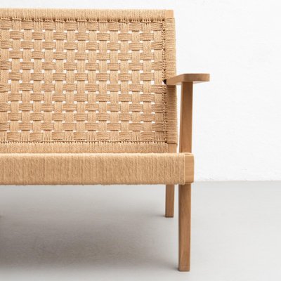 Wood and Rope Easy Armchair After Clara Porset-WM-1192917