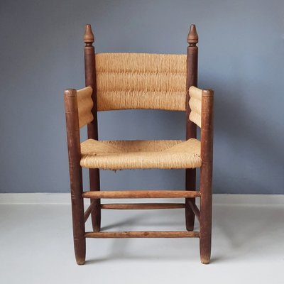 Wood and Rush Armchair, 1960s-SJU-1735519