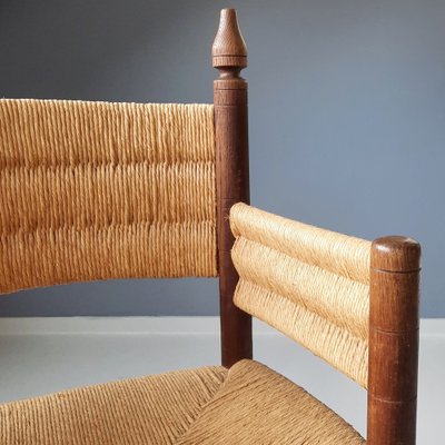 Wood and Rush Armchair, 1960s-SJU-1735519