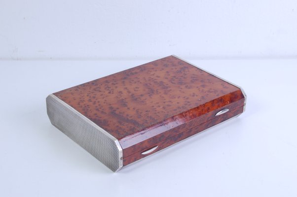 Wood and Silver Box from Janetti Florence, 1950s-XSG-1433705