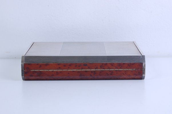 Wood and Silver Box from Janetti Florence, 1950s-XSG-1433705