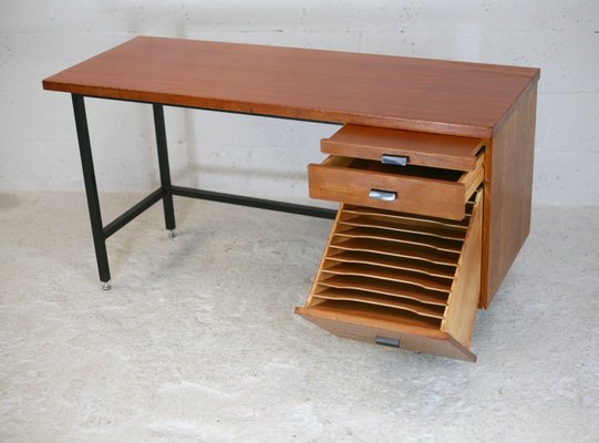 Wood and Steel Desk, France, 1960-MAO-1107602