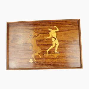 Wood and Steel Handles Tray by G. Malmberg for Mjölby Intarsia-HYQ-1251139