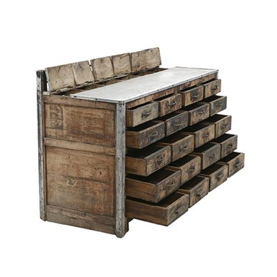 Wood and Zinc Tea Counter With 20 Drawers-NQ-1111324