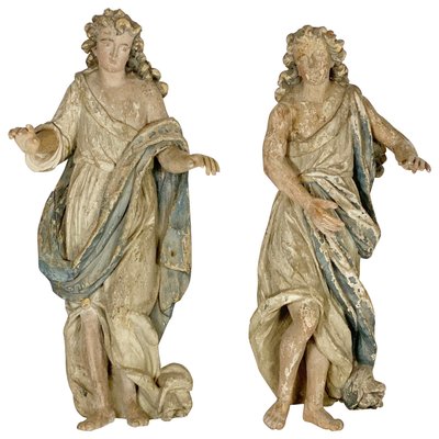 Wood Angels Sculptures, France, 18th Century, Set of 2-FGA-923139