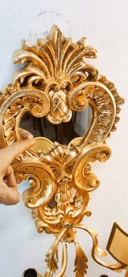 Wood Applique with Mirror and Gold Leaf with Parchment Lampshades-QLH-1780478