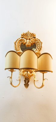 Wood Applique with Mirror and Gold Leaf with Parchment Lampshades-QLH-1780478