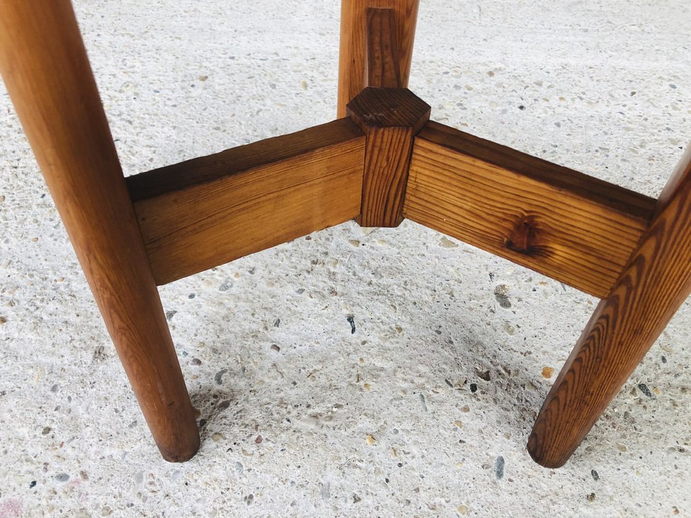 Wood Barstool with Fins on Tripod Legs, 1970s