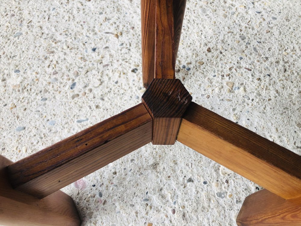 Wood Barstool with Fins on Tripod Legs, 1970s