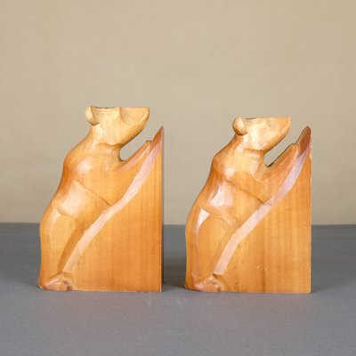 Wood Bear Bookends from VEB Kunstgewerbliche Holzarbeiten Klings, 1950s, Set of 2-YGX-746565