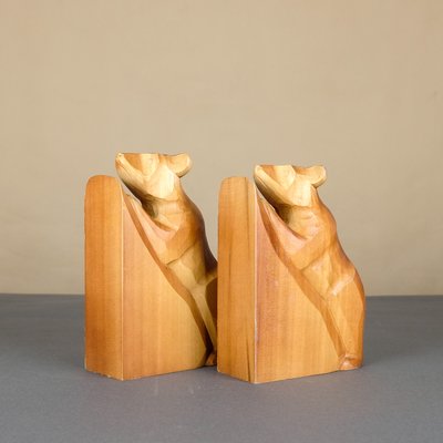 Wood Bear Bookends from VEB Kunstgewerbliche Holzarbeiten Klings, 1950s, Set of 2-YGX-746565