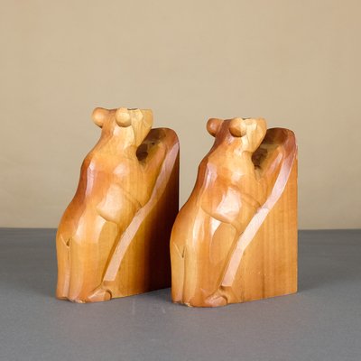 Wood Bear Bookends from VEB Kunstgewerbliche Holzarbeiten Klings, 1950s, Set of 2-YGX-746565