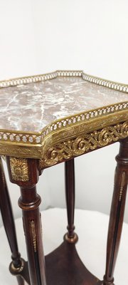 Wood, Brass and Marble Side Table, France, 1940s-RGF-1168119