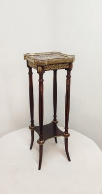 Wood, Brass and Marble Side Table, France, 1940s-RGF-1168119