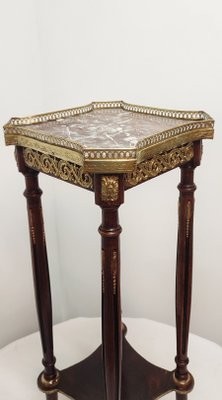 Wood, Brass and Marble Side Table, France, 1940s-RGF-1168119